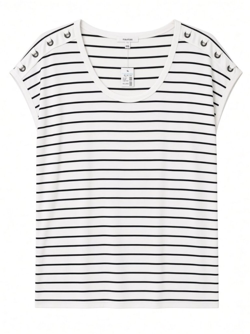 Maurices Striped Grommet Shoulder Scoop Neck Tee NWT